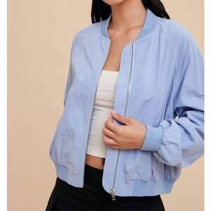 NEW IN-LOOM garment washed bomber jacket in perennial blue